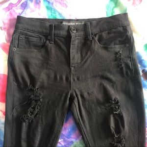 EXPRESS Black Distressed Skinny Jeans | Size 4